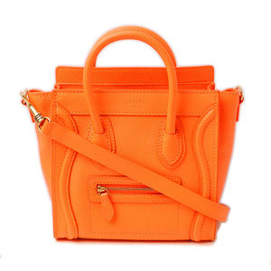 CELINE Handbag Nano Shopper Luggage Bag Fluo Orange